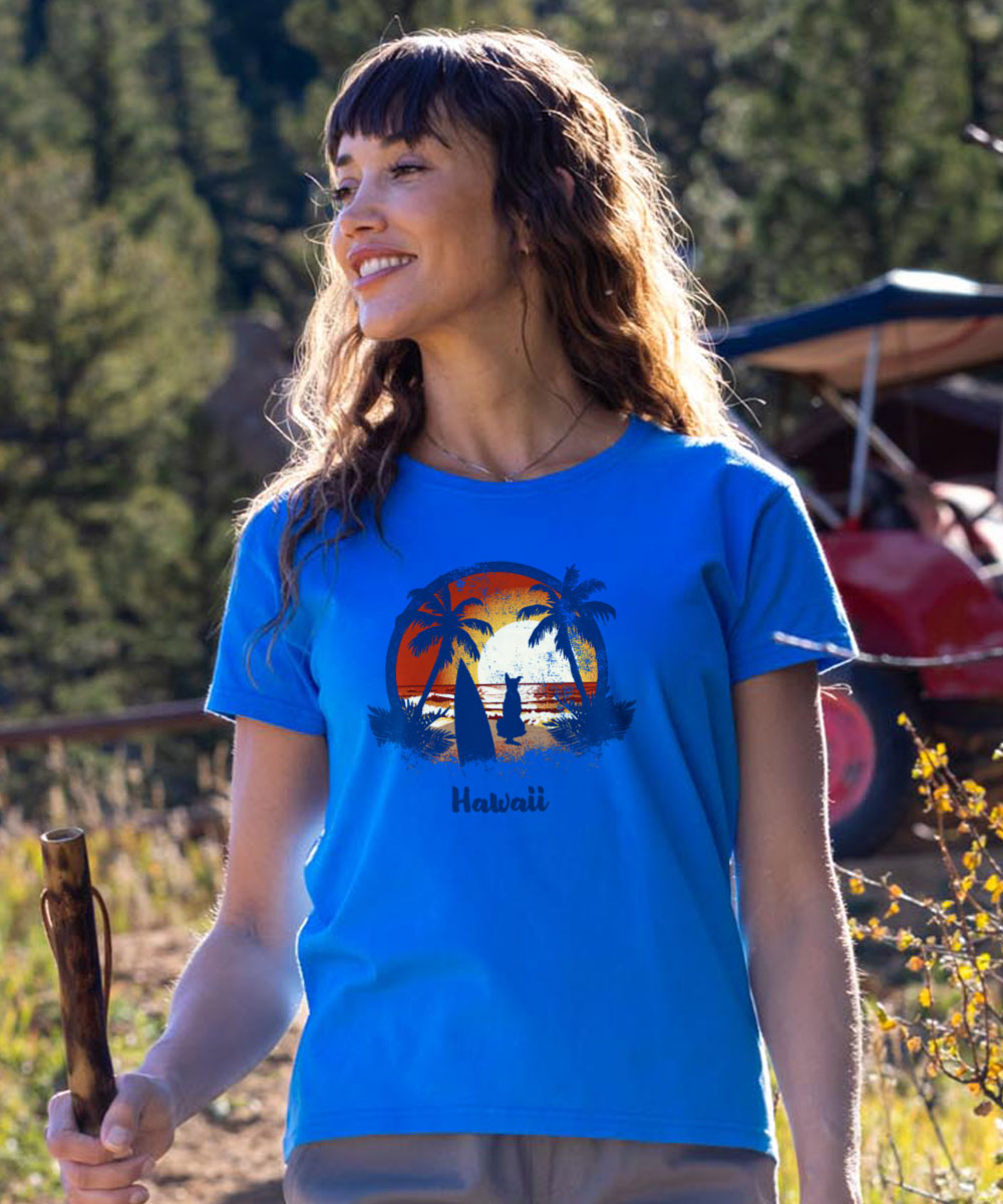Surf Sun Scene - Blue Hawaii Dyed Short Sleeve Crewneck T-Shirt 2 Surf Sun Scene - Blue Hawaii Dyed Short Sleeve Crewneck T-Shirt