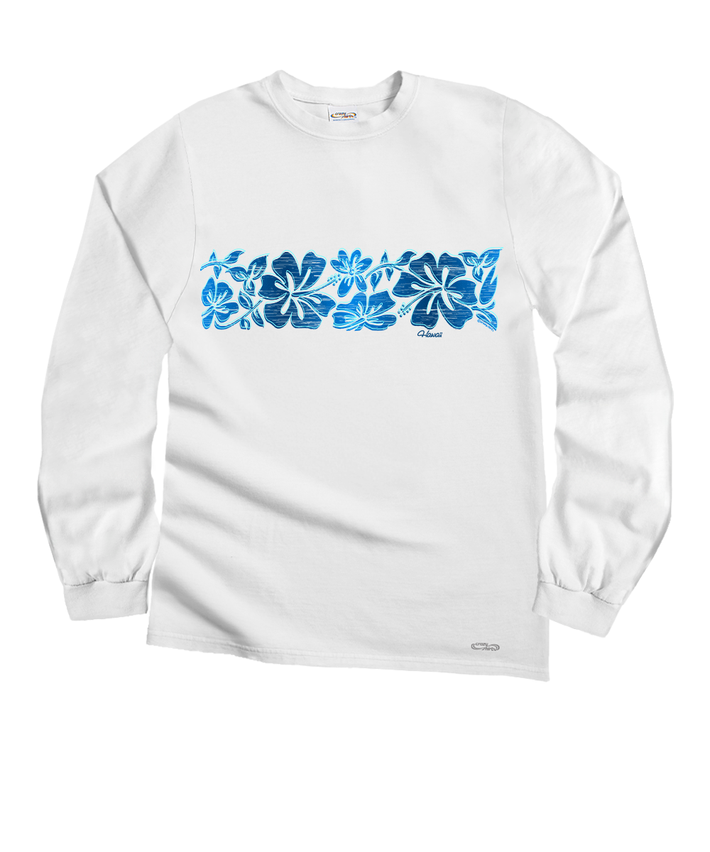 Surfa Stripe - White Long Sleeve Crewneck T-Shirt