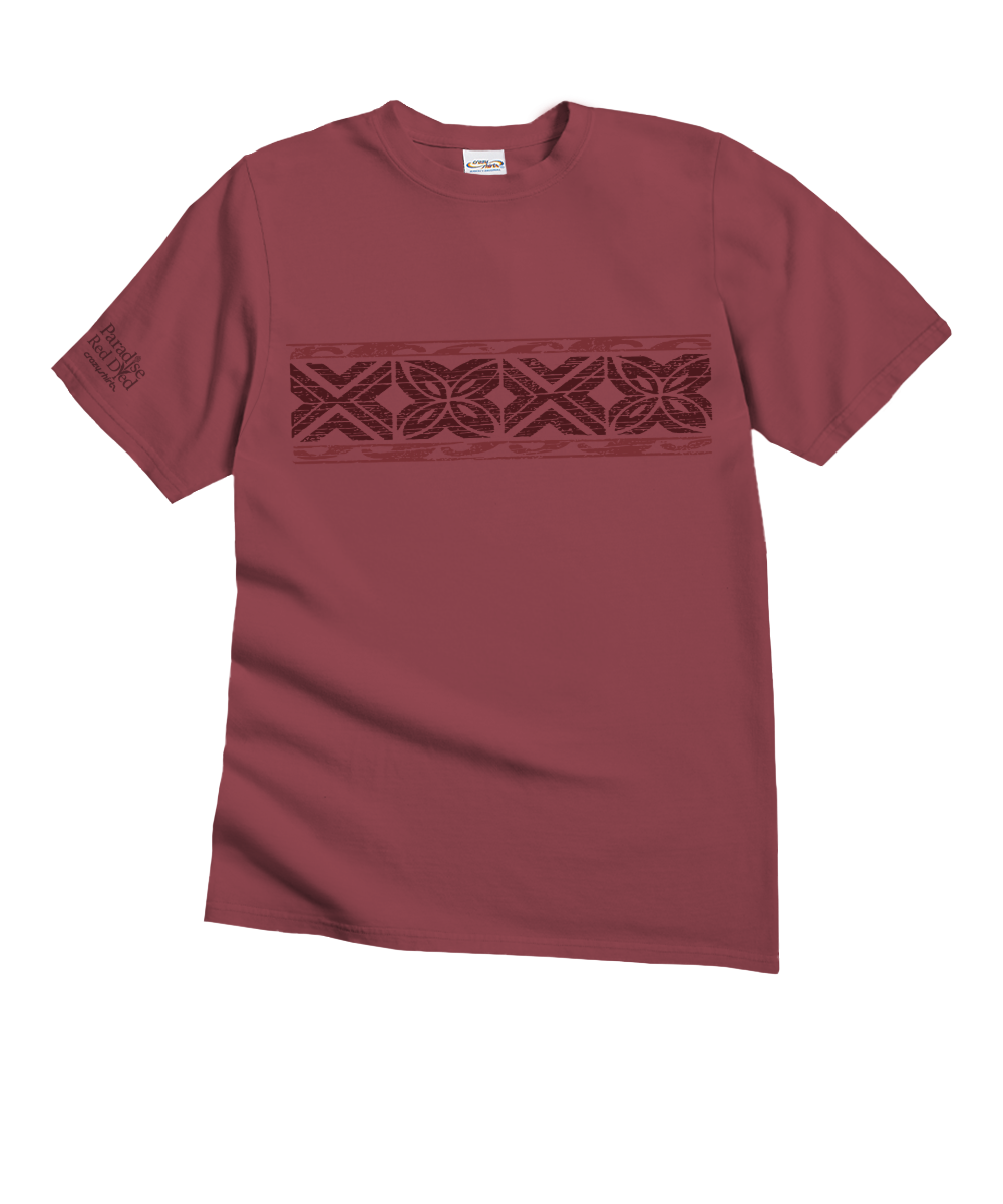 Tapa Band - Paradise Red Dyed Short Sleeve Crewneck T-Shirt 1 Tapa Band - Paradise Red Dyed Short Sleeve Crewneck T-Shirt