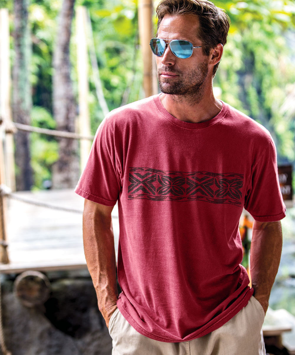 Tapa Band - Paradise Red Dyed Short Sleeve Crewneck T-Shirt 2 Tapa Band - Paradise Red Dyed Short Sleeve Crewneck T-Shirt