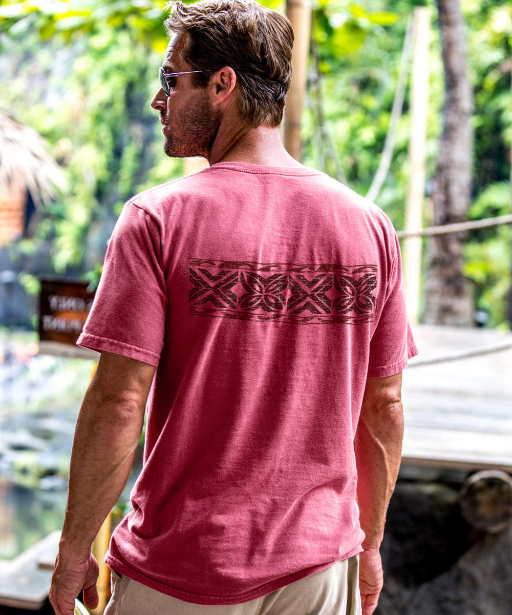 Tapa Band - Paradise Red Dyed Short Sleeve Crewneck T-Shirt 3 Tapa Band - Paradise Red Dyed Short Sleeve Crewneck T-Shirt