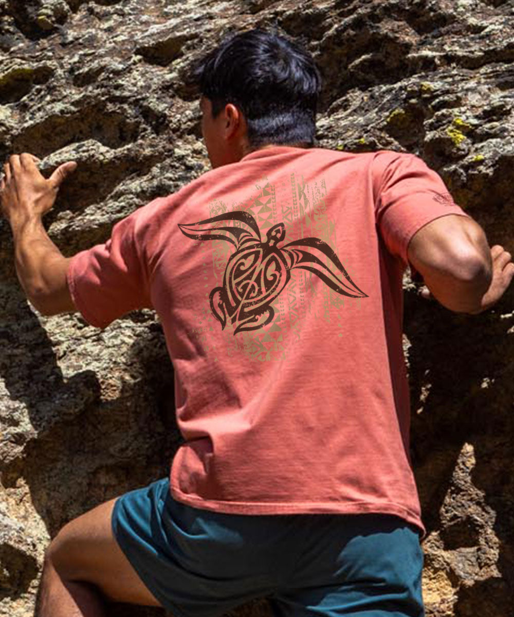 Textured Wrap Honu - Chile Dyed Short Sleeve Crewneck T-Shirt 2 Textured Wrap Honu - Chile Dyed Short Sleeve Crewneck T-Shirt