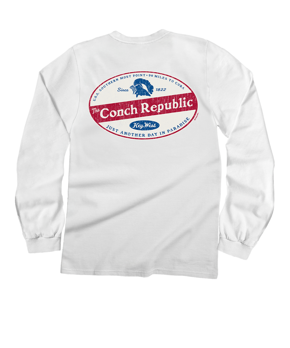 The Conch Republic - White Long Sleeve Crewneck T-Shirt