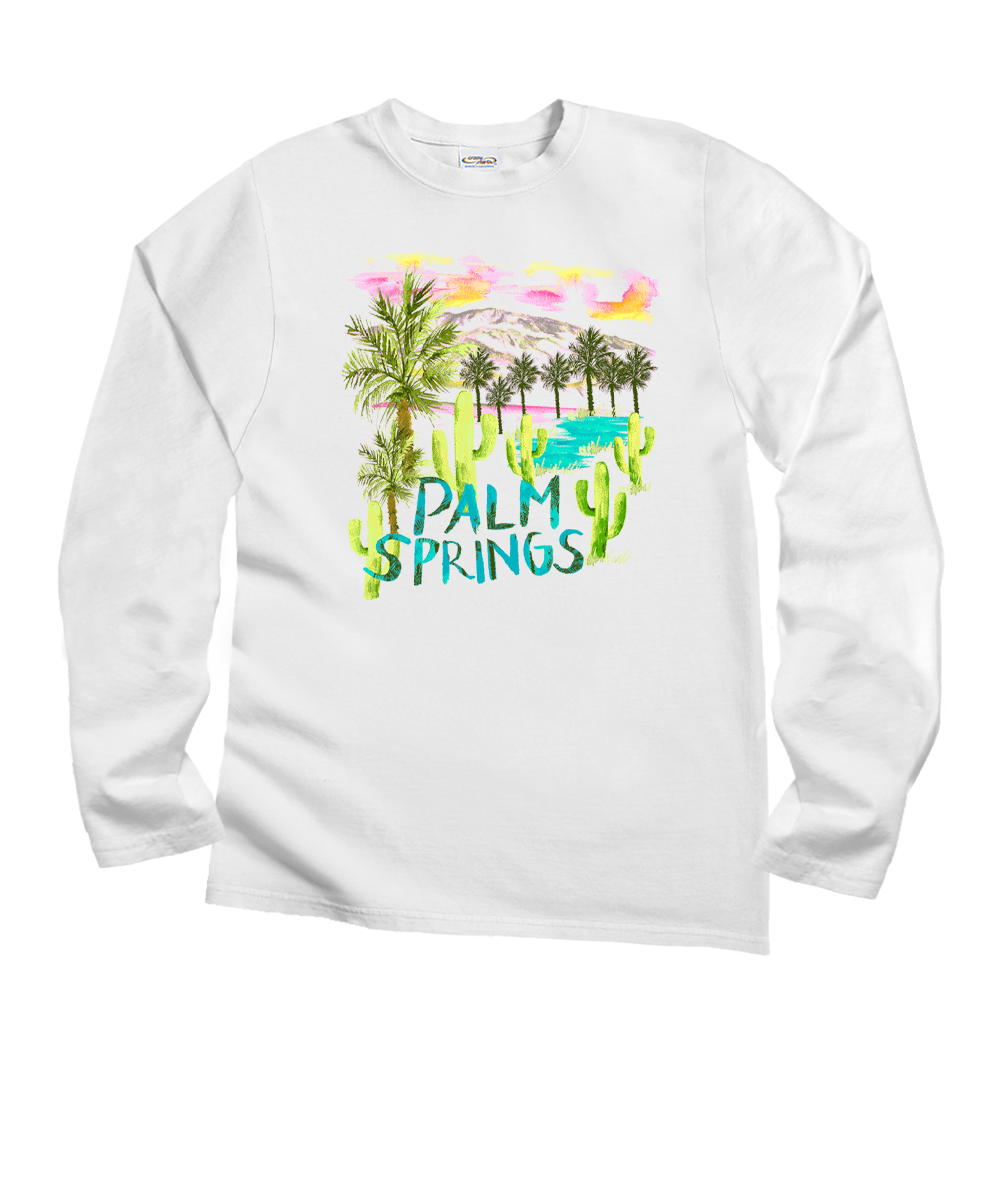 The Desert Getaway - White Long Sleeve Crewneck T-Shirt 1 The Desert Getaway - White Long Sleeve Crewneck T-Shirt