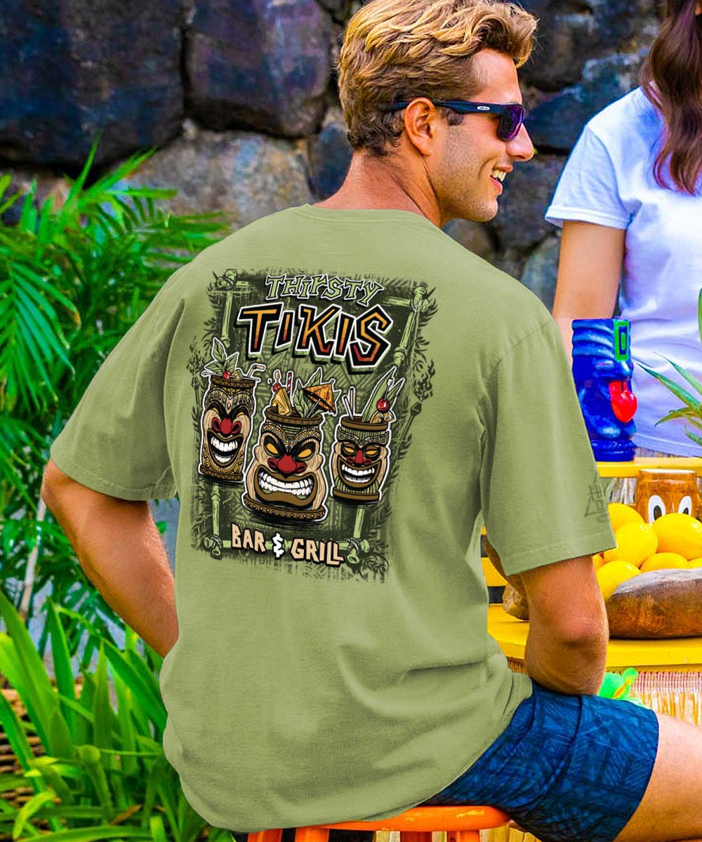 Thirsty Tikis - Hemp Dyed Short Sleeve Crewneck T-Shirt 2 Thirsty Tikis - Hemp Dyed Short Sleeve Crewneck T-Shirt
