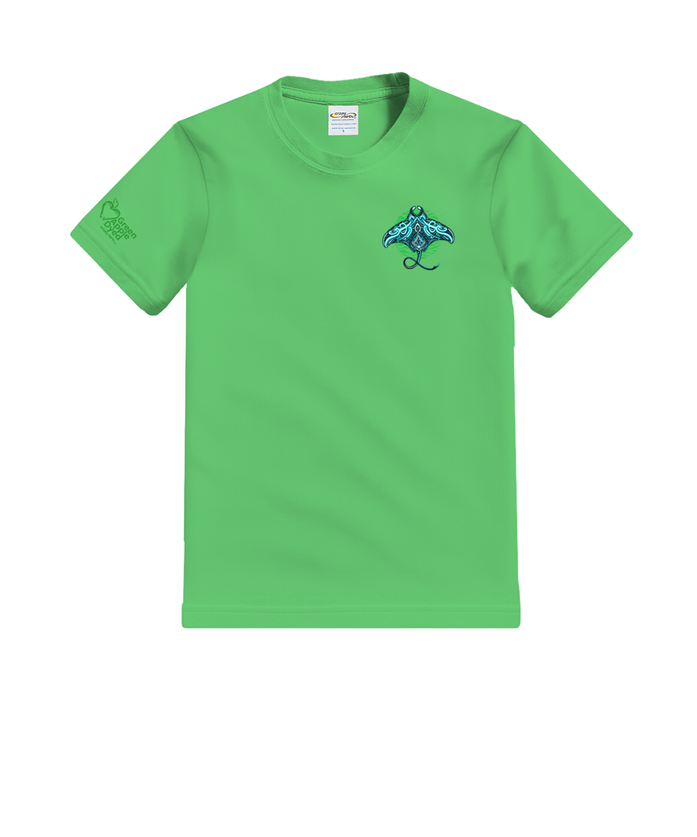 Tribal Blue Manta - Green Apple Dyed Short Sleeve Crewneck T-Shirt 4 Tribal Blue Manta - Green Apple Dyed Short Sleeve Crewneck T-Shirt
