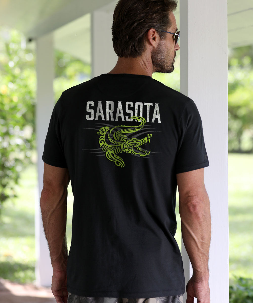 Tribal Gator - Jet Black Short Sleeve Pima T-Shirt 2 Tribal Gator - Jet Black Short Sleeve Pima T-Shirt