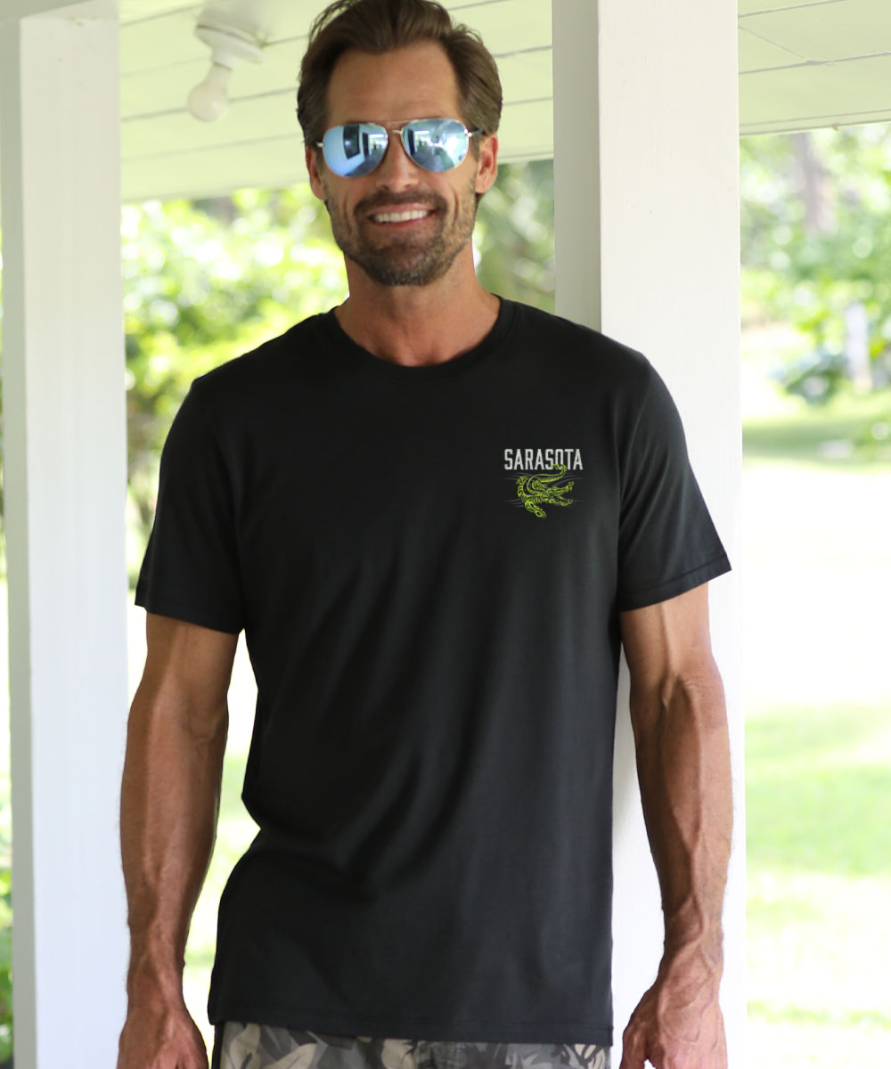 Tribal Gator - Jet Black Short Sleeve Pima T-Shirt 3 Tribal Gator - Jet Black Short Sleeve Pima T-Shirt