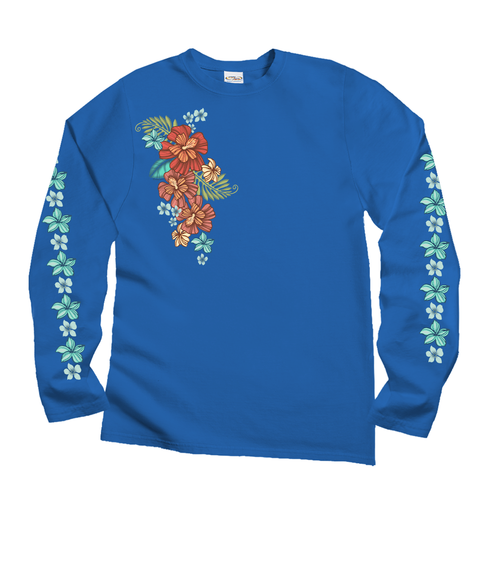 Tribal Haunani - Blue Hawaii Dyed Long Sleeve Crewneck T-Shirt 1 Tribal Haunani - Blue Hawaii Dyed Long Sleeve Crewneck T-Shirt