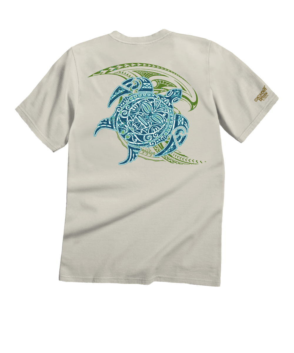 Tribal Honu Nalu - Coconut Dyed Short Sleeve Crewneck T-Shirt 1 Tribal Honu Nalu - Coconut Dyed Short Sleeve Crewneck T-Shirt