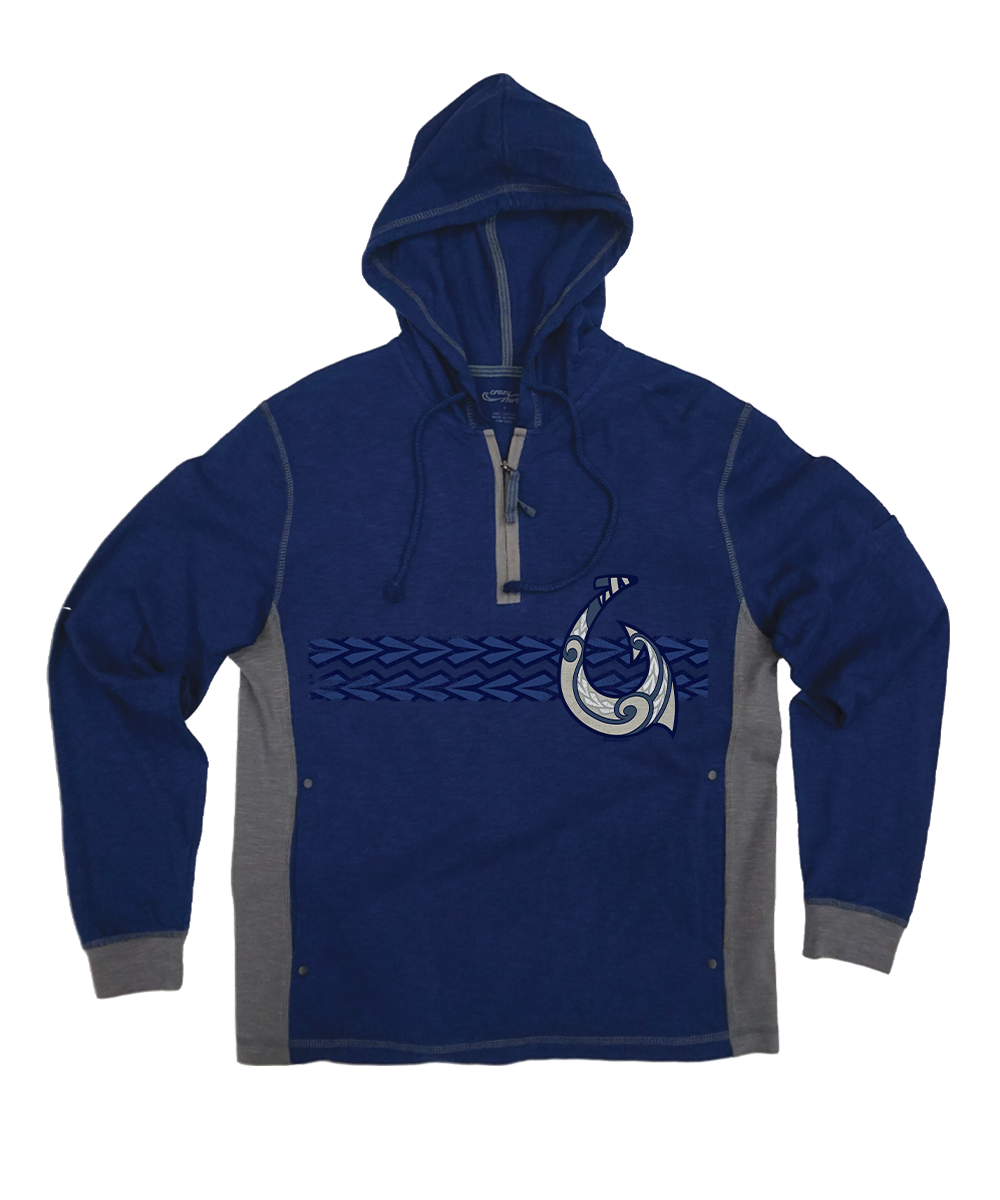 Tribal Hook Band - Midnight/Gray Long Sleeve Longboard Hooded Tee