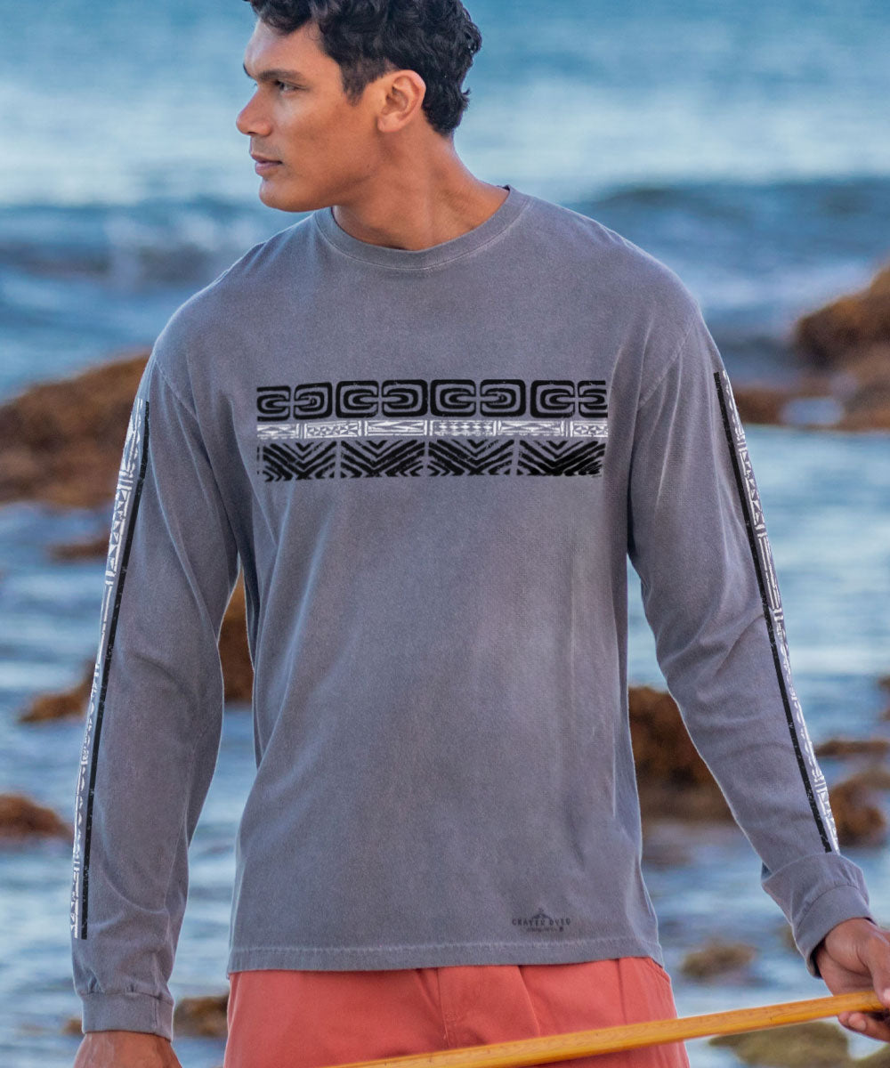 Tribal Ikaika Band - Crater Dyed® Long Sleeve Crewneck T-Shirt 2 Tribal Ikaika Band - Crater Dyed® Long Sleeve Crewneck T-Shirt