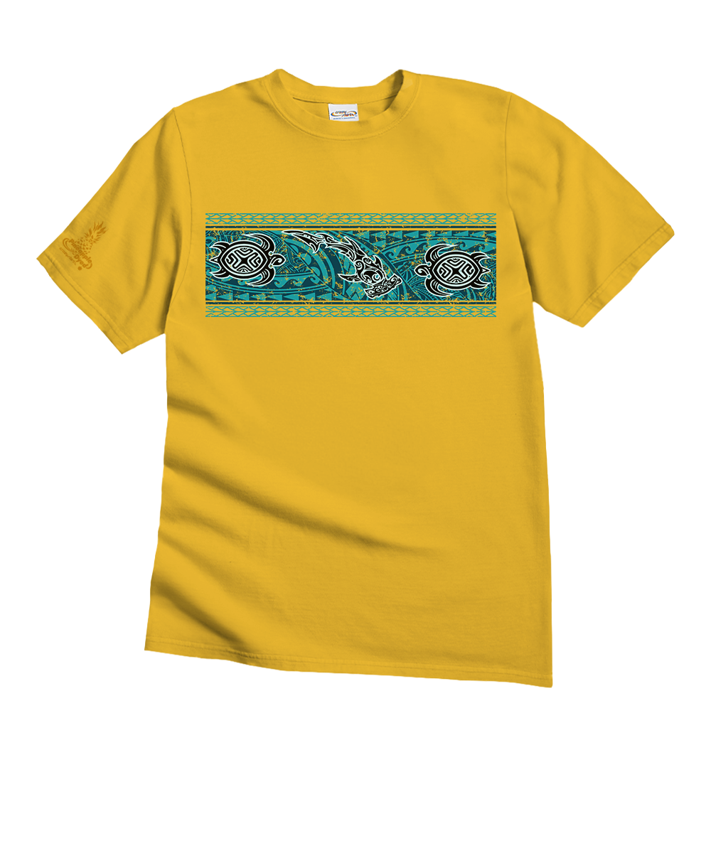 Tribal Mano Honu Band - Pineapple Dyed Short Sleeve Crewneck T-Shirt