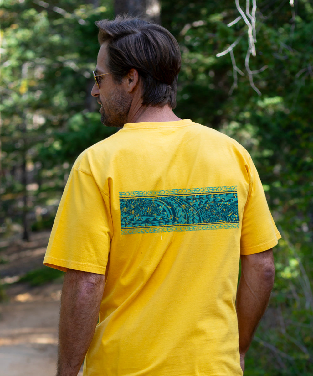 Tribal Mano Honu Band - Pineapple Dyed Short Sleeve Crewneck T-Shirt 3 Tribal Mano Honu Band - Pineapple Dyed Short Sleeve Crewneck T-Shirt