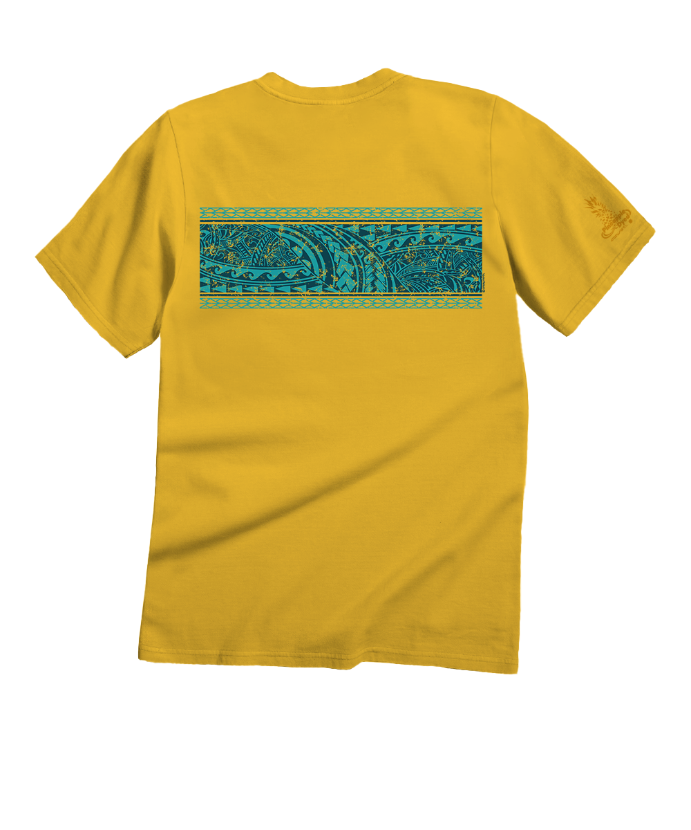 Tribal Mano Honu Band - Pineapple Dyed Short Sleeve Crewneck T-Shirt 4 Tribal Mano Honu Band - Pineapple Dyed Short Sleeve Crewneck T-Shirt