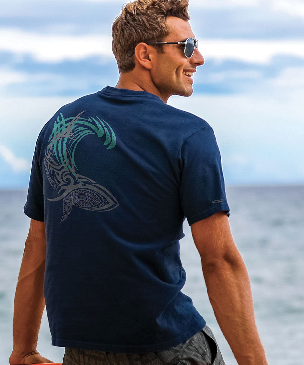 Tribal Mano Surf - Navy Short Sleeve Crewneck T-Shirt 2 Tribal Mano Surf - Navy Short Sleeve Crewneck T-Shirt