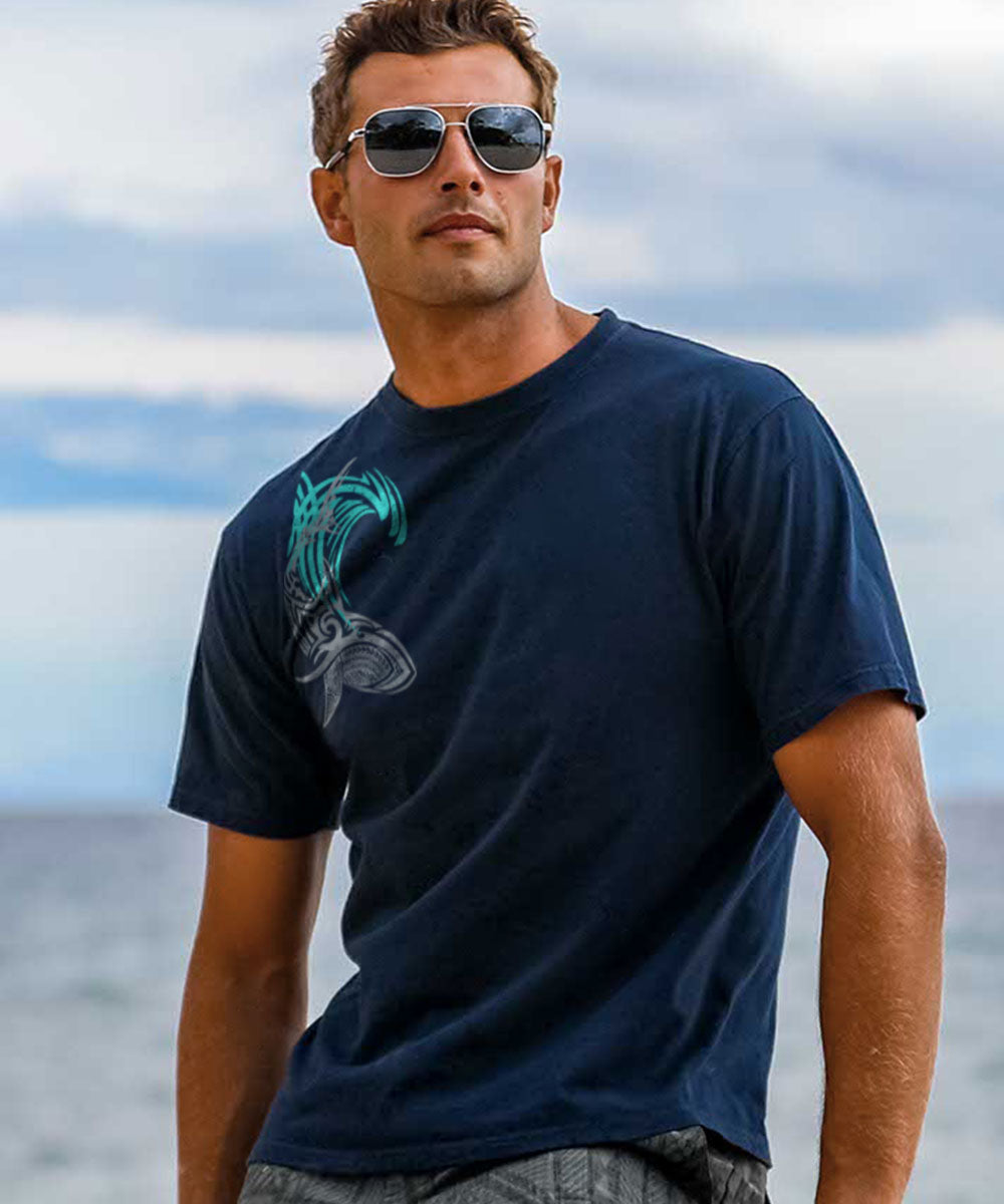 Tribal Mano Surf - Navy Short Sleeve Crewneck T-Shirt 3 Tribal Mano Surf - Navy Short Sleeve Crewneck T-Shirt