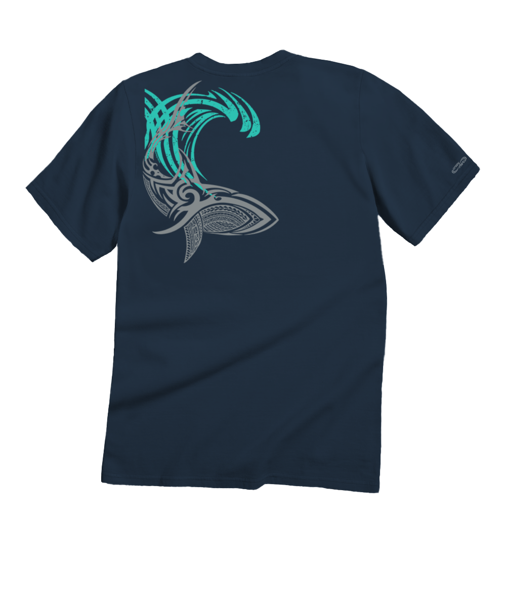 Tribal Mano Surf - Navy Short Sleeve Crewneck T-Shirt 4 Tribal Mano Surf - Navy Short Sleeve Crewneck T-Shirt