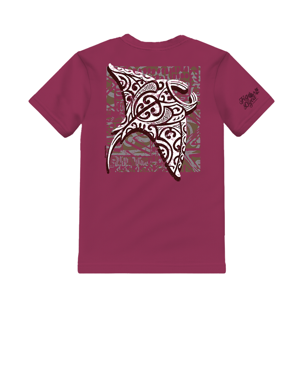 Tribal Manta Block - Fig Dyed Short Sleeve Crewneck T-Shirt