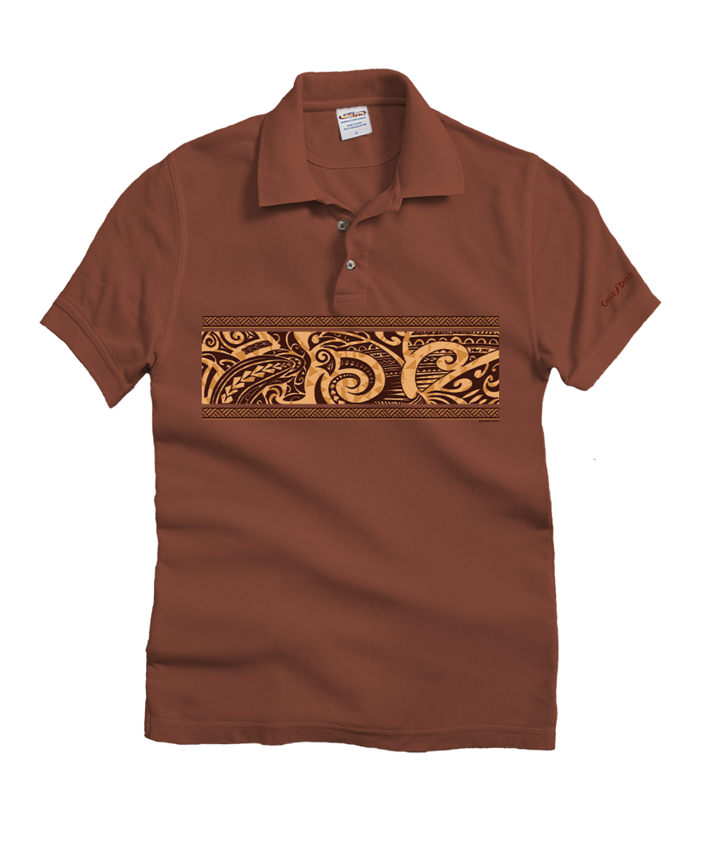 Tribal Nalu Mano Band - Chile Dyed Short Sleeve Oceanfront Polo Shirt