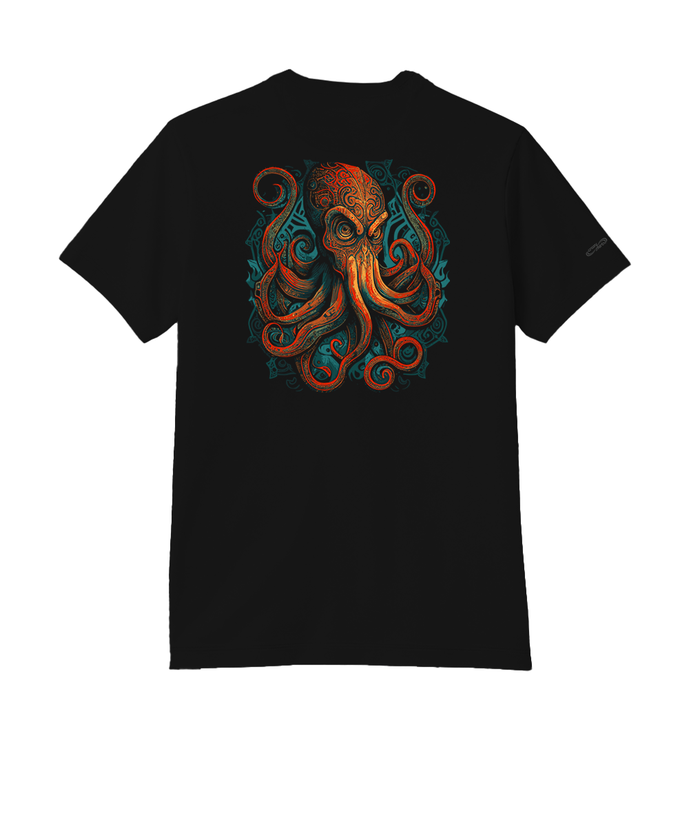 Tribal Octopus - Jet Black Short Sleeve Pima T-Shirt