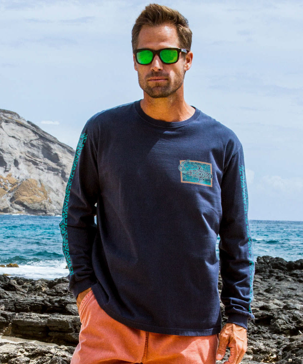 Tribal Petro Mano - Navy Long Sleeve Crewneck T-Shirt 3 Tribal Petro Mano - Navy Long Sleeve Crewneck T-Shirt