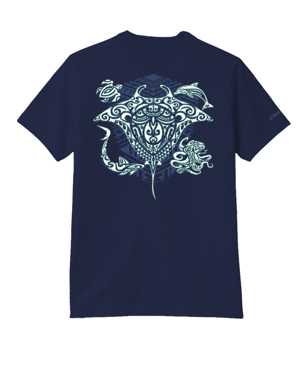 Tribal Sea Life - Indigo Short Sleeve Pima T-Shirt