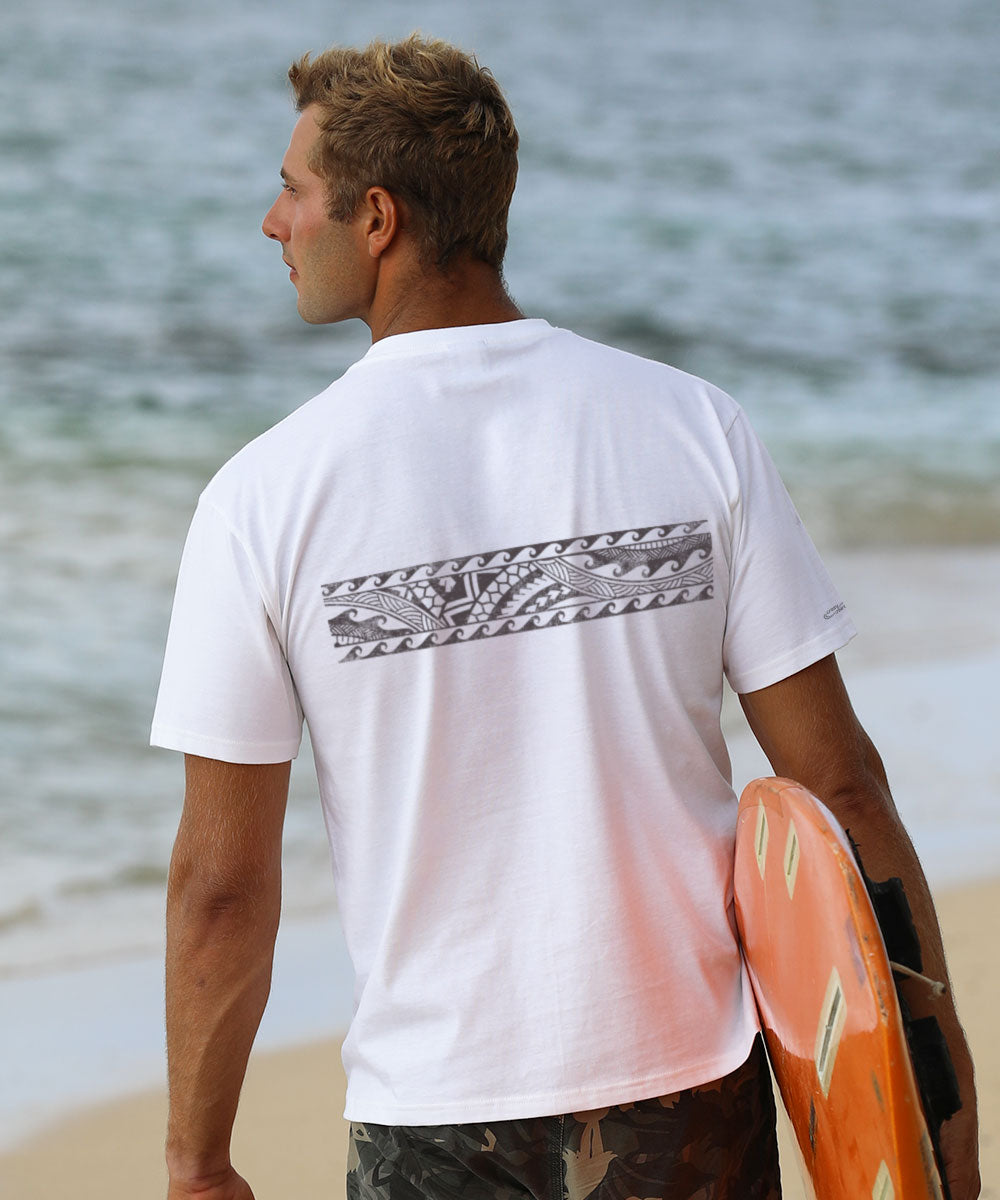Tribal Surfboard Band - White Short Sleeve Crewneck T-Shirt 3 Tribal Surfboard Band - White Short Sleeve Crewneck T-Shirt