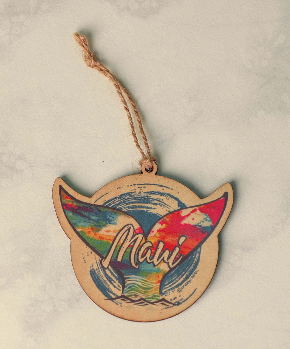 Rainbow Whale Tail - Maplewood Ornament 1 Rainbow Whale Tail - Maplewood Ornament
