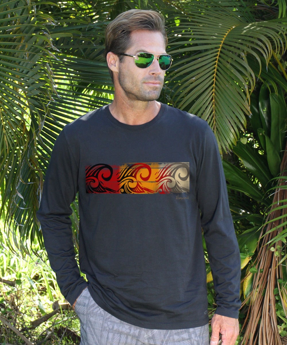 Trois Bands - Jet Black Long Sleeve Pima T-Shirt 2 Trois Bands - Jet Black Long Sleeve Pima T-Shirt