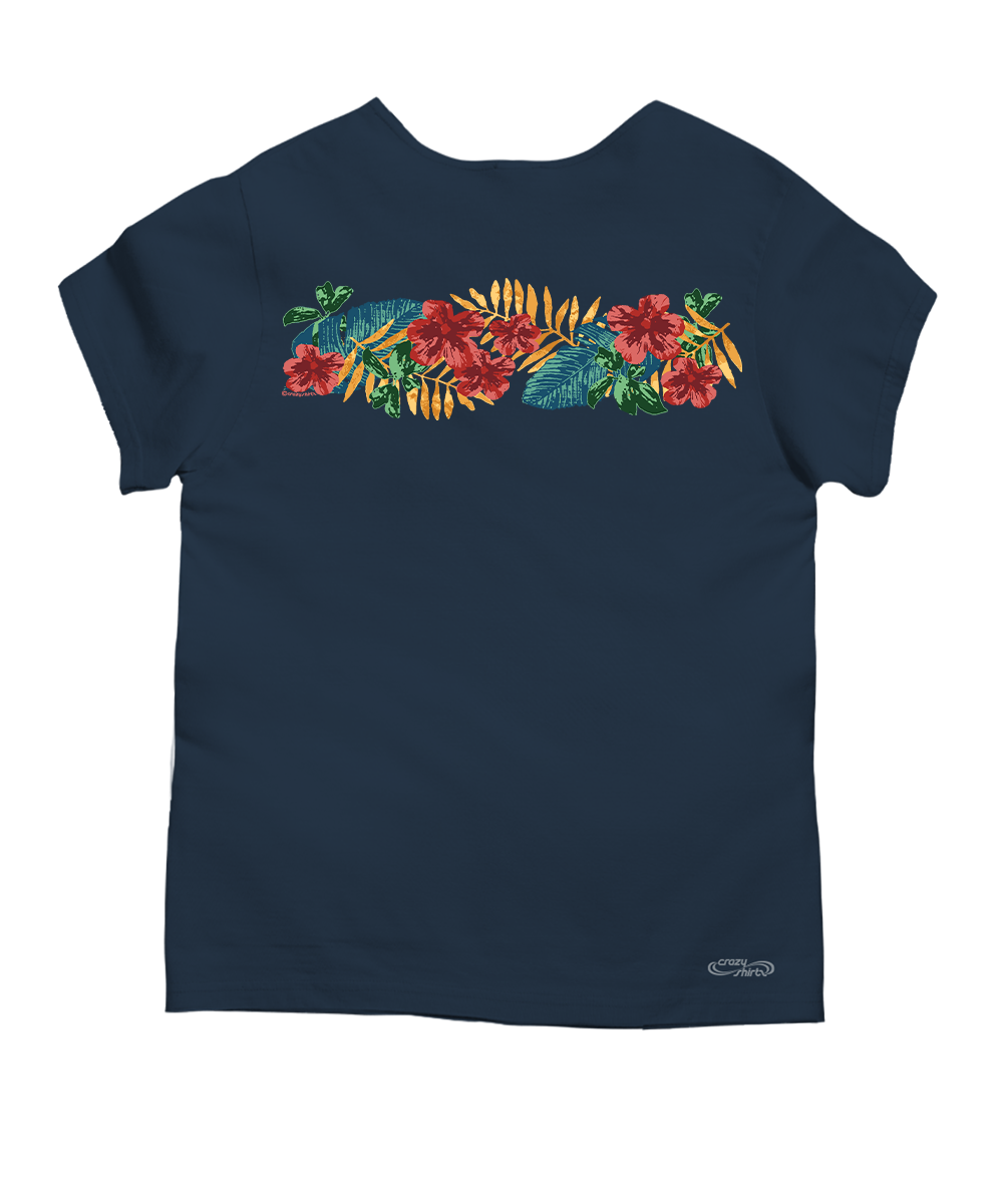 Tropical Leaves Band - Navy Short Sleeve Scoop Neck T-Shirt 4 Tropical Leaves Band - Navy Short Sleeve Scoop Neck T-Shirt