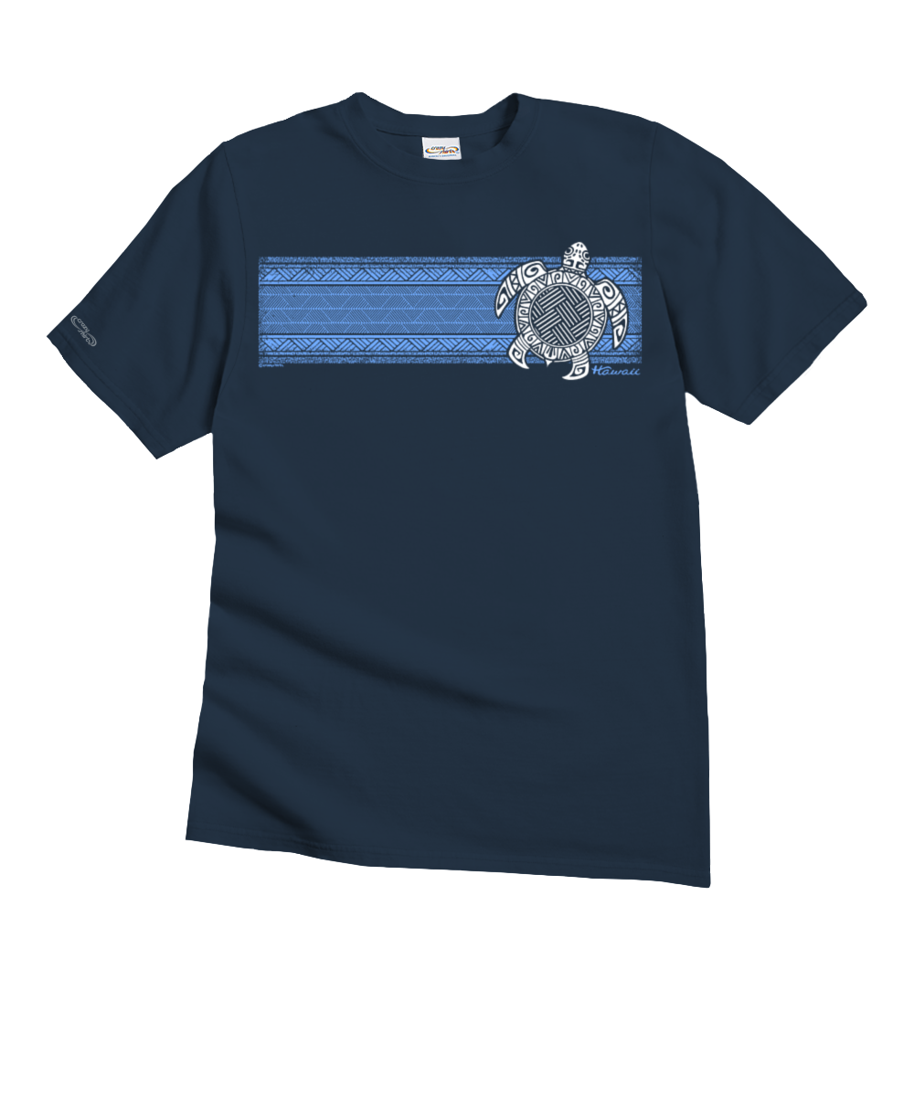 Turtle Tribal Band - Navy Short Sleeve Crewneck T-Shirt 1 Turtle Tribal Band - Navy Short Sleeve Crewneck T-Shirt
