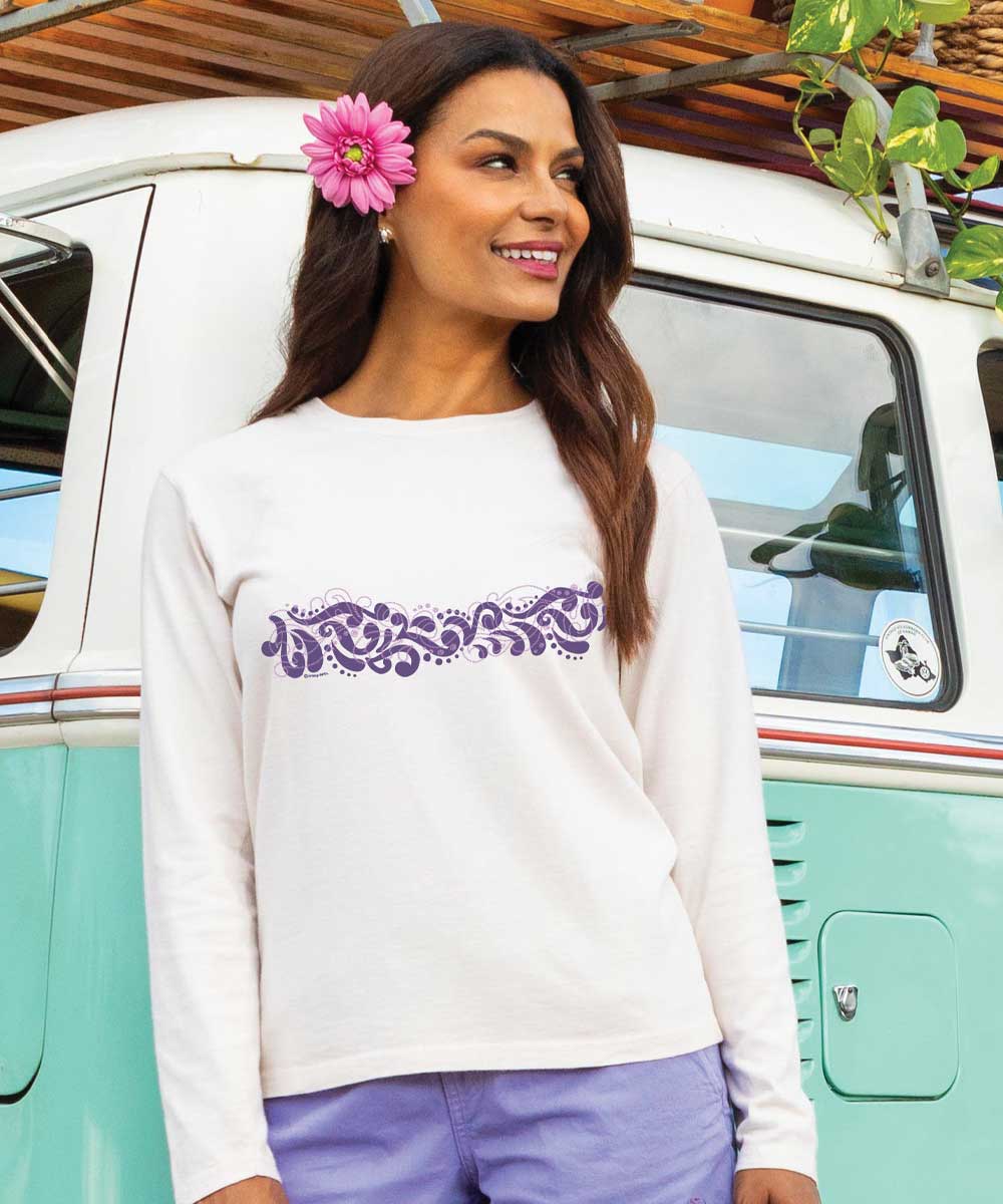 Twirling Band Swirls - Coconut Dyed Long Sleeve Crewneck T-Shirt 2 Twirling Band Swirls - Coconut Dyed Long Sleeve Crewneck T-Shirt