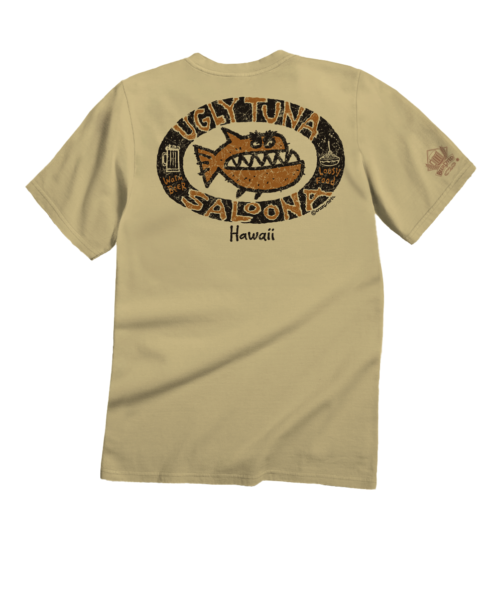 Ugly Tuna Saloona - Beer Dyed Short Sleeve Crewneck T-Shirt 1 Ugly Tuna Saloona - Beer Dyed Short Sleeve Crewneck T-Shirt