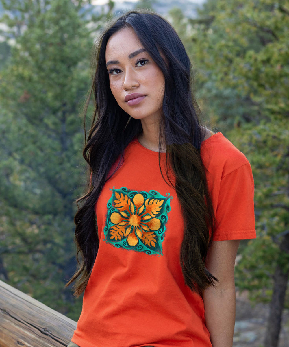 Ulu Quilt - Paprika Short Sleeve Scoop Neck T-Shirt 2 Ulu Quilt - Paprika Short Sleeve Scoop Neck T-Shirt