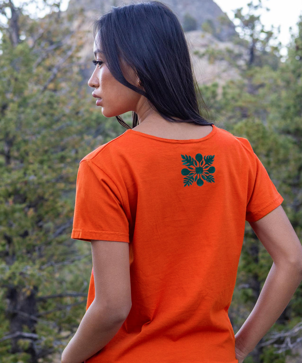 Ulu Quilt - Paprika Short Sleeve Scoop Neck T-Shirt 3 Ulu Quilt - Paprika Short Sleeve Scoop Neck T-Shirt