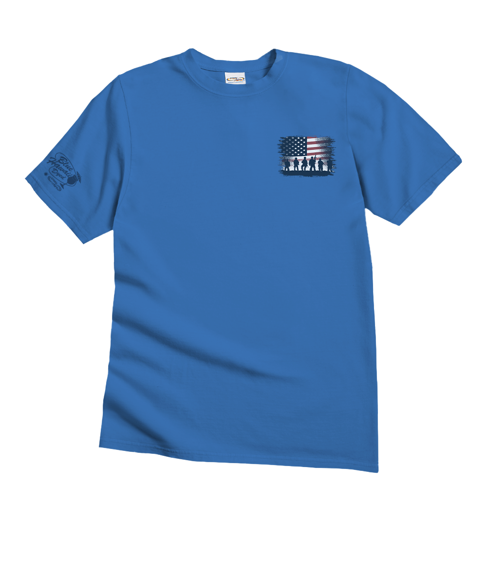 US Army Soldier Flag - Blue Hawaii Dyed Short Sleeve Crewneck T-Shirt 4 US Army Soldier Flag - Blue Hawaii Dyed Short Sleeve Crewneck T-Shirt