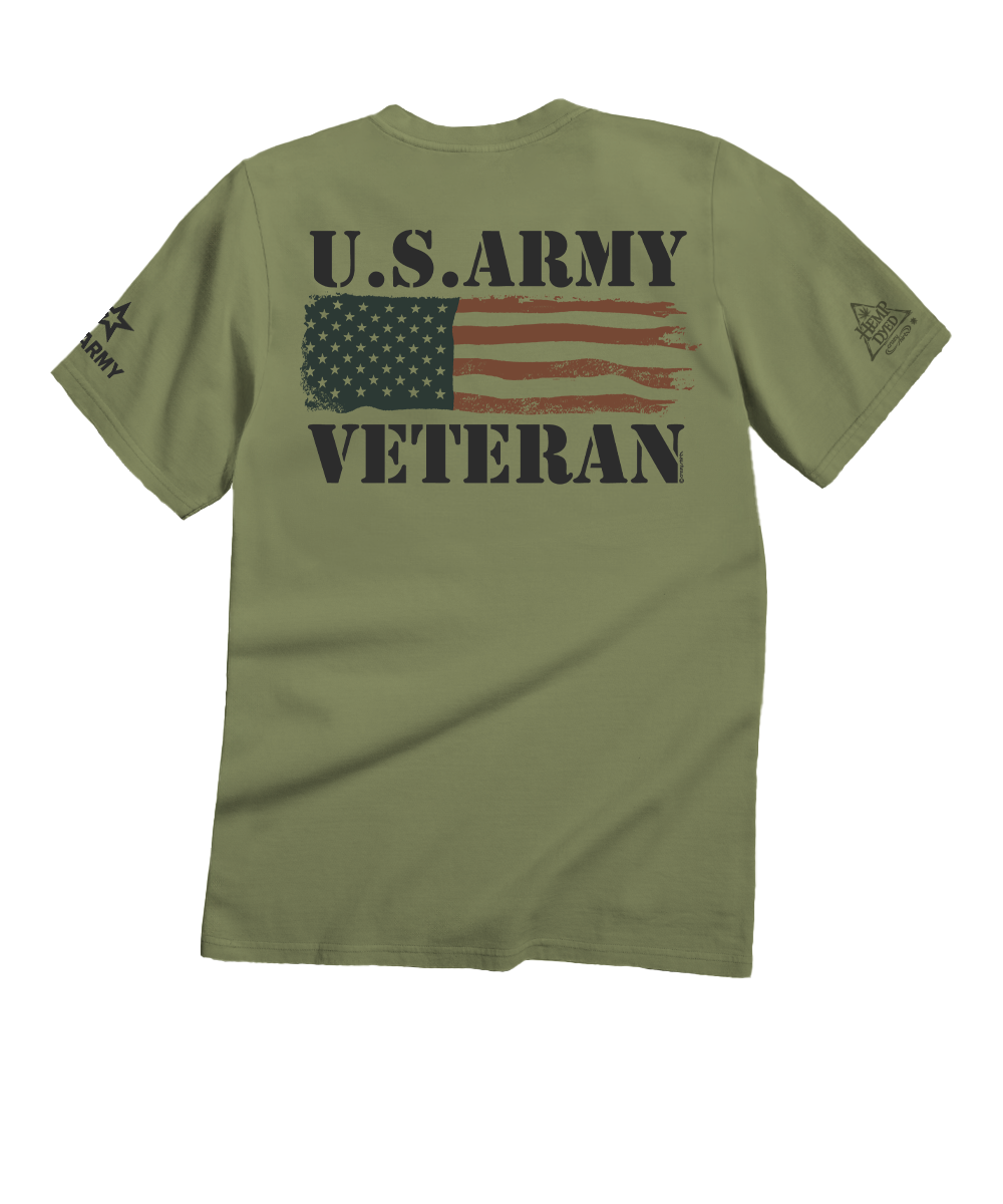 US Army Veteran - Hemp Dyed Short Sleeve Crewneck T-Shirt 1 US Army Veteran - Hemp Dyed Short Sleeve Crewneck T-Shirt