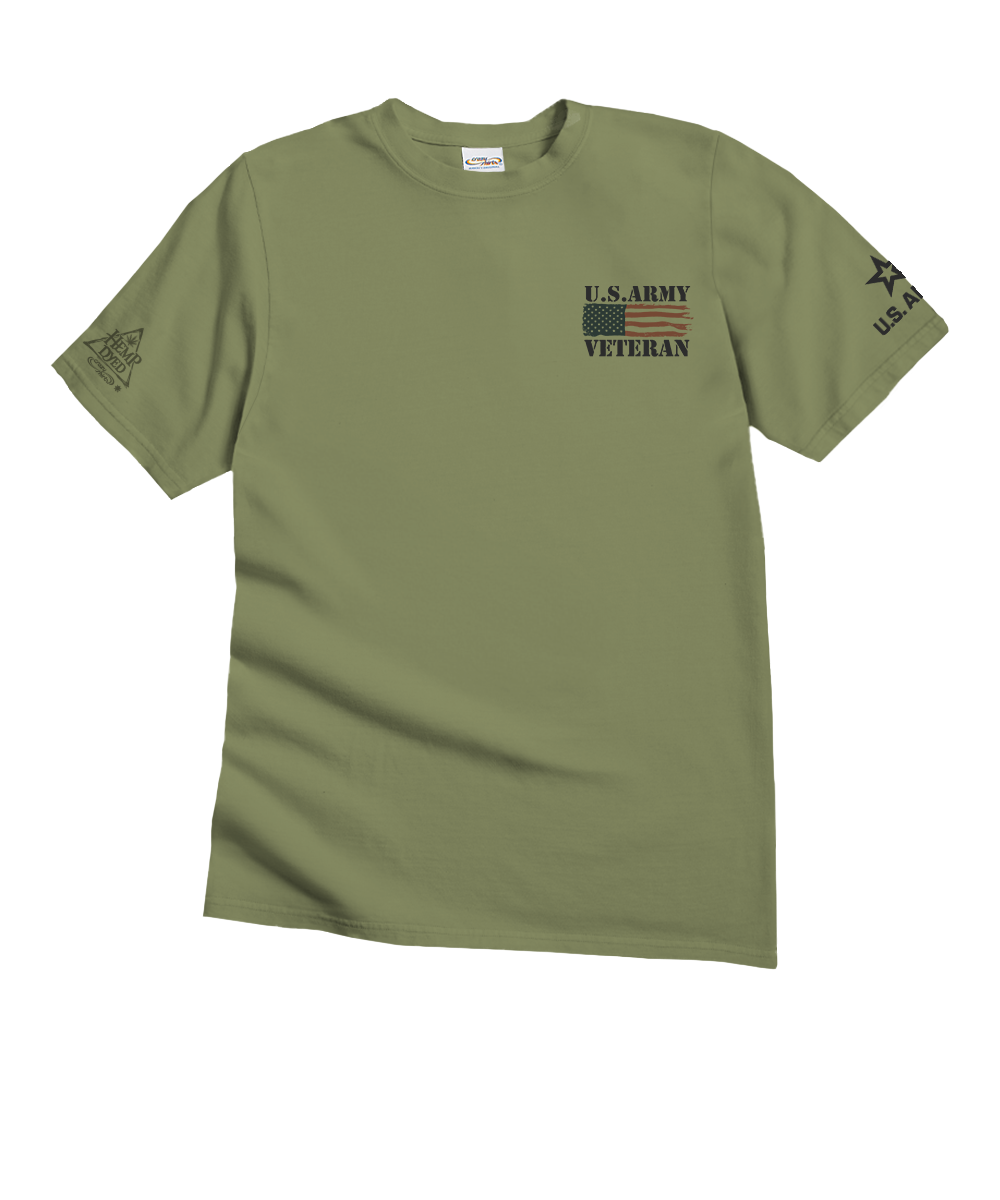 US Army Veteran - Hemp Dyed Short Sleeve Crewneck T-Shirt 4 US Army Veteran - Hemp Dyed Short Sleeve Crewneck T-Shirt