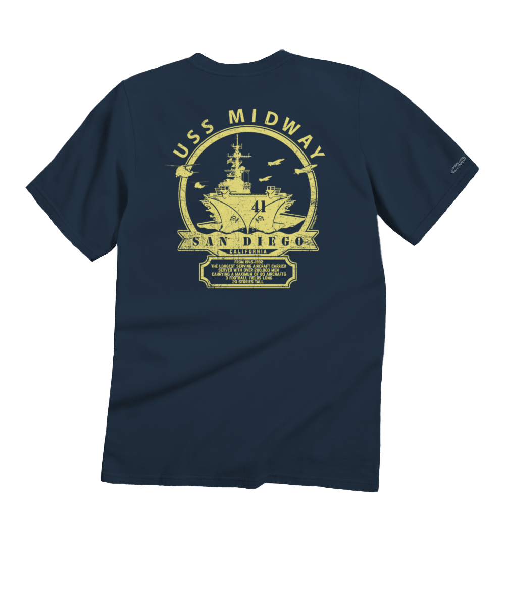 USS Midway - Navy Short Sleeve Crewneck T-Shirt 1 USS Midway - Navy Short Sleeve Crewneck T-Shirt