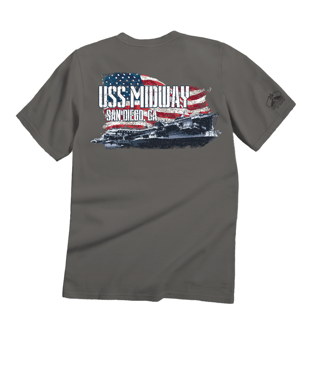 USS Midway Flag - Crater Dyed® Short Sleeve Crewneck T-Shirt