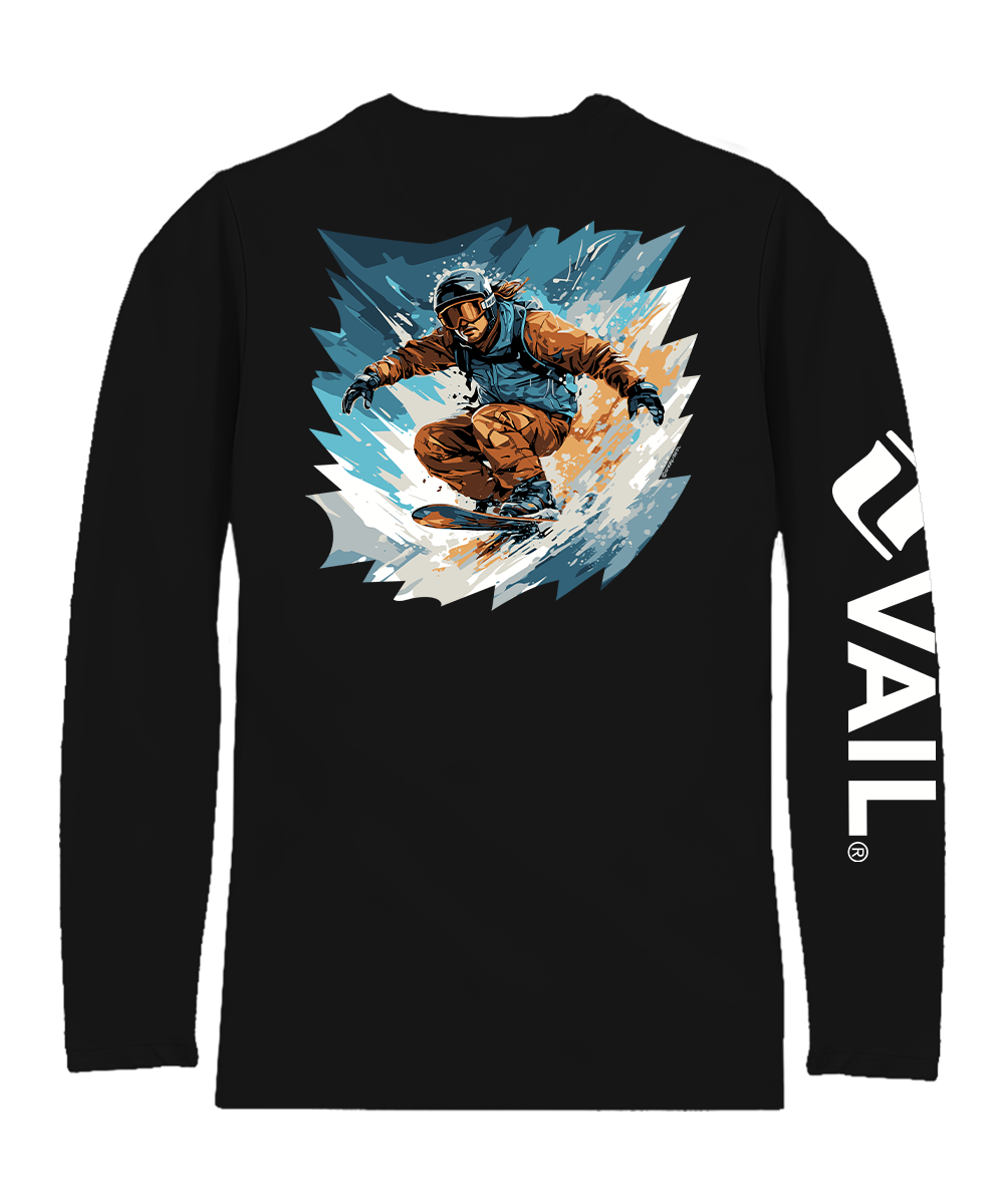 Vail Resort Shredding Powder - Jet Black Long Sleeve Pima T-Shirt