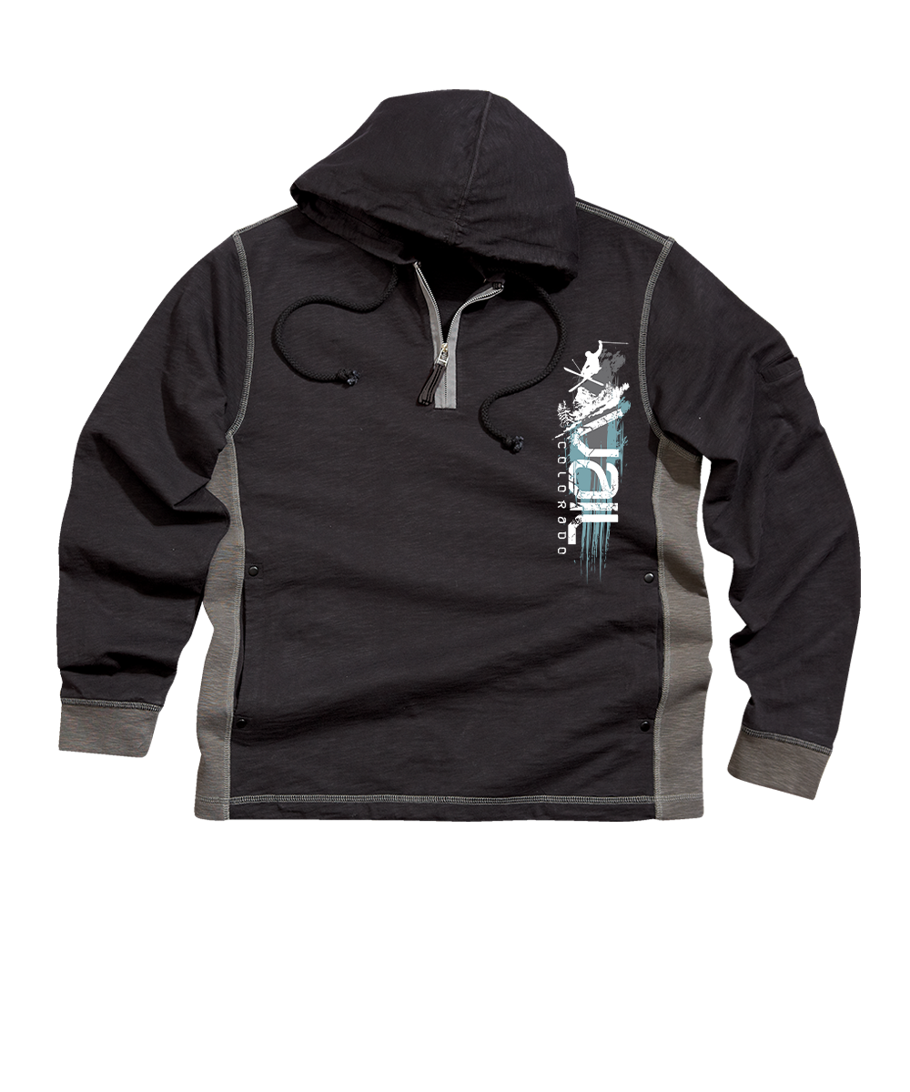 Vail Resort Ski Trail Blaze - Black/Charcoal Long Sleeve Longboard Hooded Tee