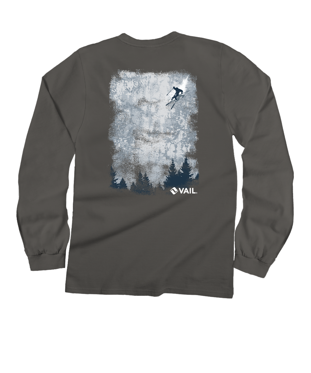 Vail Resort The Drop - Crater Dyed® Long Sleeve Crewneck T-Shirt 1 Vail Resort The Drop - Crater Dyed® Long Sleeve Crewneck T-Shirt