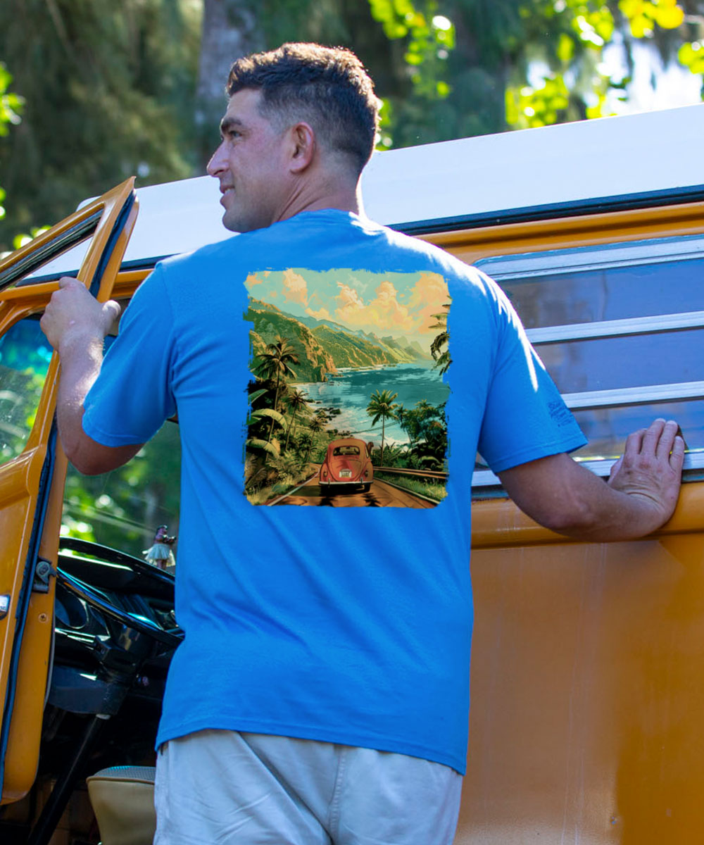 Volkswagen Coastal - Blue Hawaii Dyed Short Sleeve Crewneck T-Shirt 2 Volkswagen Coastal - Blue Hawaii Dyed Short Sleeve Crewneck T-Shirt