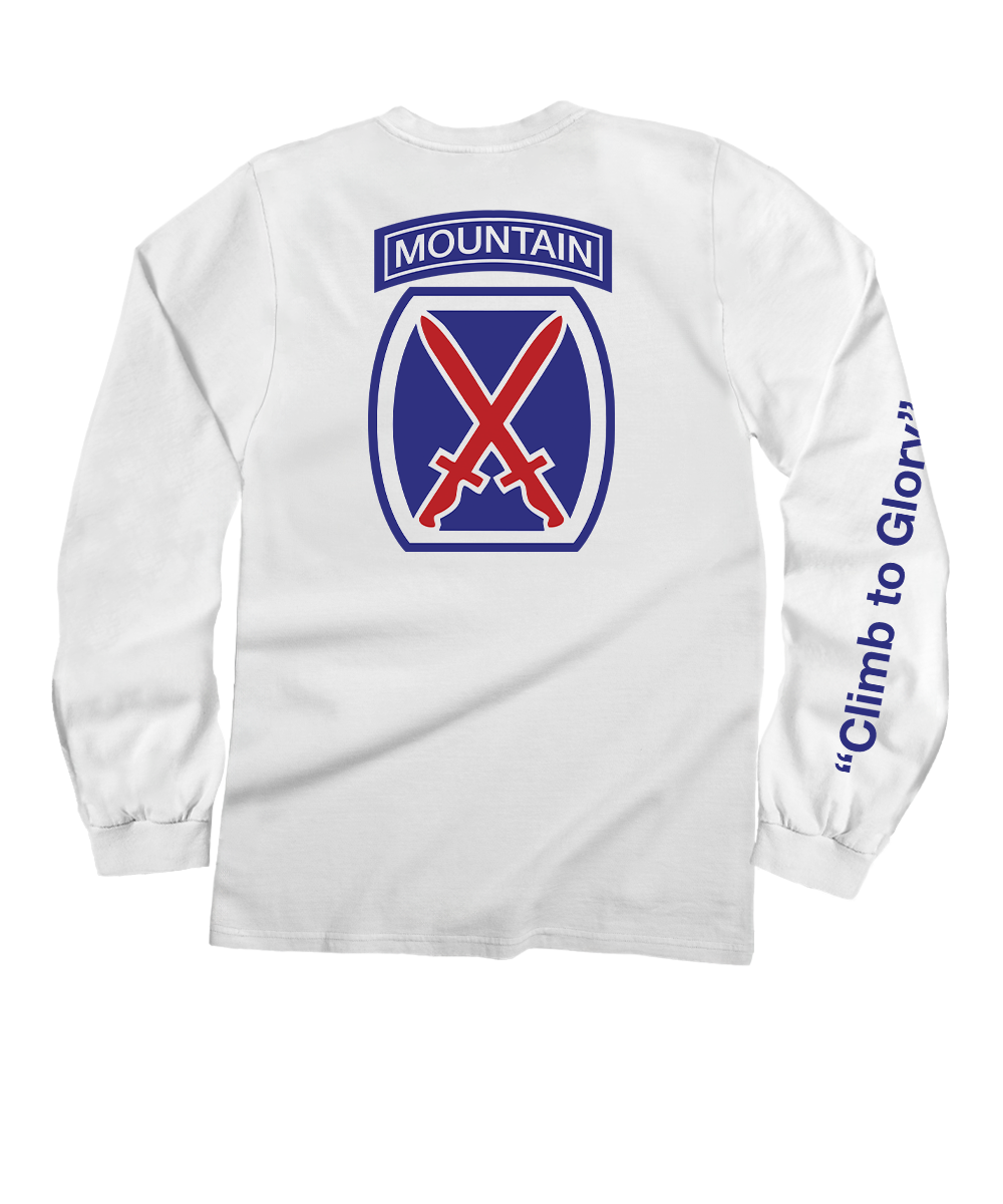 10th Mountain Division - White Long Sleeve Crewneck T-Shirt