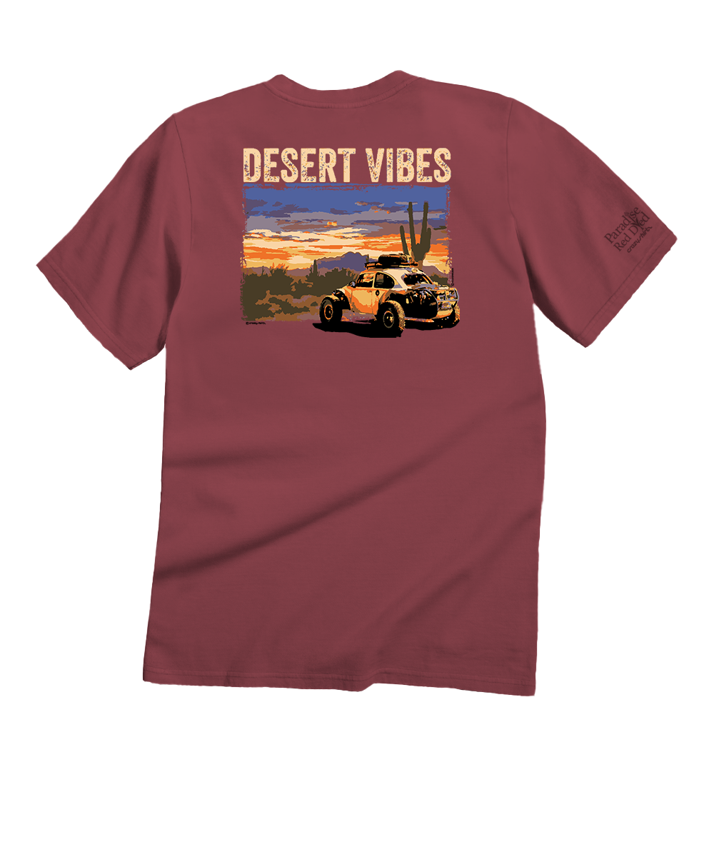 Volkswagen Desert Vibes - Paradise Red Dyed Short Sleeve Crewneck T-Shirt 1 Volkswagen Desert Vibes - Paradise Red Dyed Short Sleeve Crewneck T-Shirt