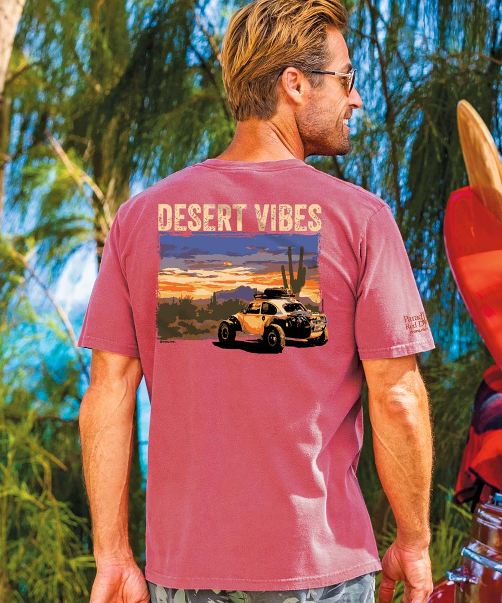 Volkswagen Desert Vibes - Paradise Red Dyed Short Sleeve Crewneck T-Shirt 2 Volkswagen Desert Vibes - Paradise Red Dyed Short Sleeve Crewneck T-Shirt
