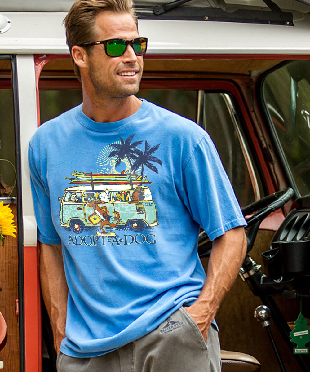 Volkswagen Hawaiian Humane Society Dog Day - Blue Hawaii Dyed Short Sleeve Crewneck T-Shirt 2 Volkswagen Hawaiian Humane Society Dog Day - Blue Hawaii Dyed Short Sleeve Crewneck T-Shirt