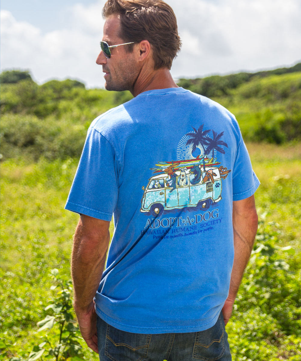 Volkswagen Hawaiian Humane Society Dog Day - Blue Hawaii Dyed Short Sleeve Crewneck T-Shirt 3 Volkswagen Hawaiian Humane Society Dog Day - Blue Hawaii Dyed Short Sleeve Crewneck T-Shirt
